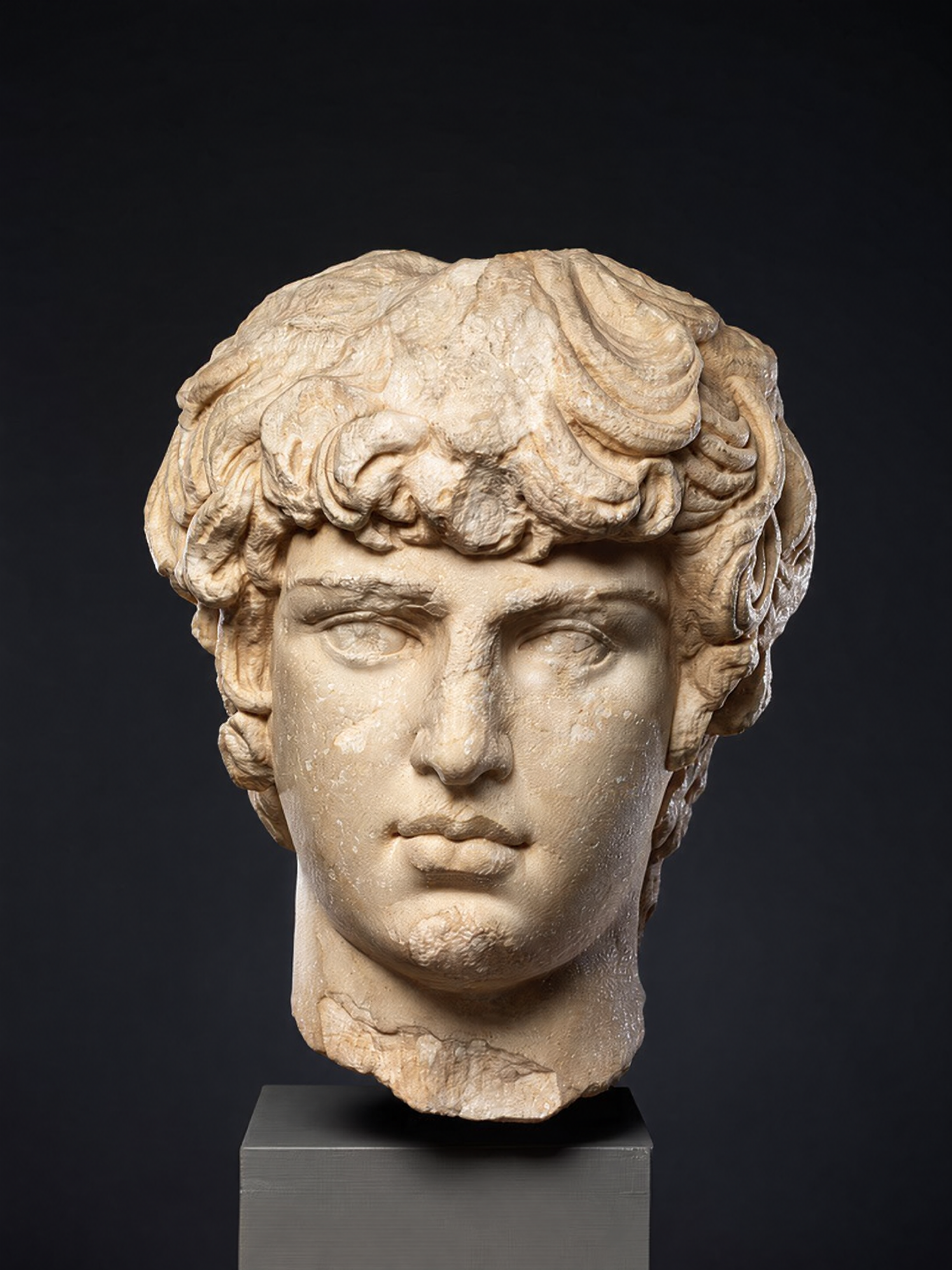 Portrait development: an interpretive facial reconstruction from the sculpture reference, not a recovered historical likeness.